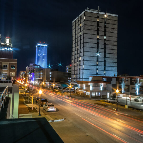 Night photo downtown Omaha, NE